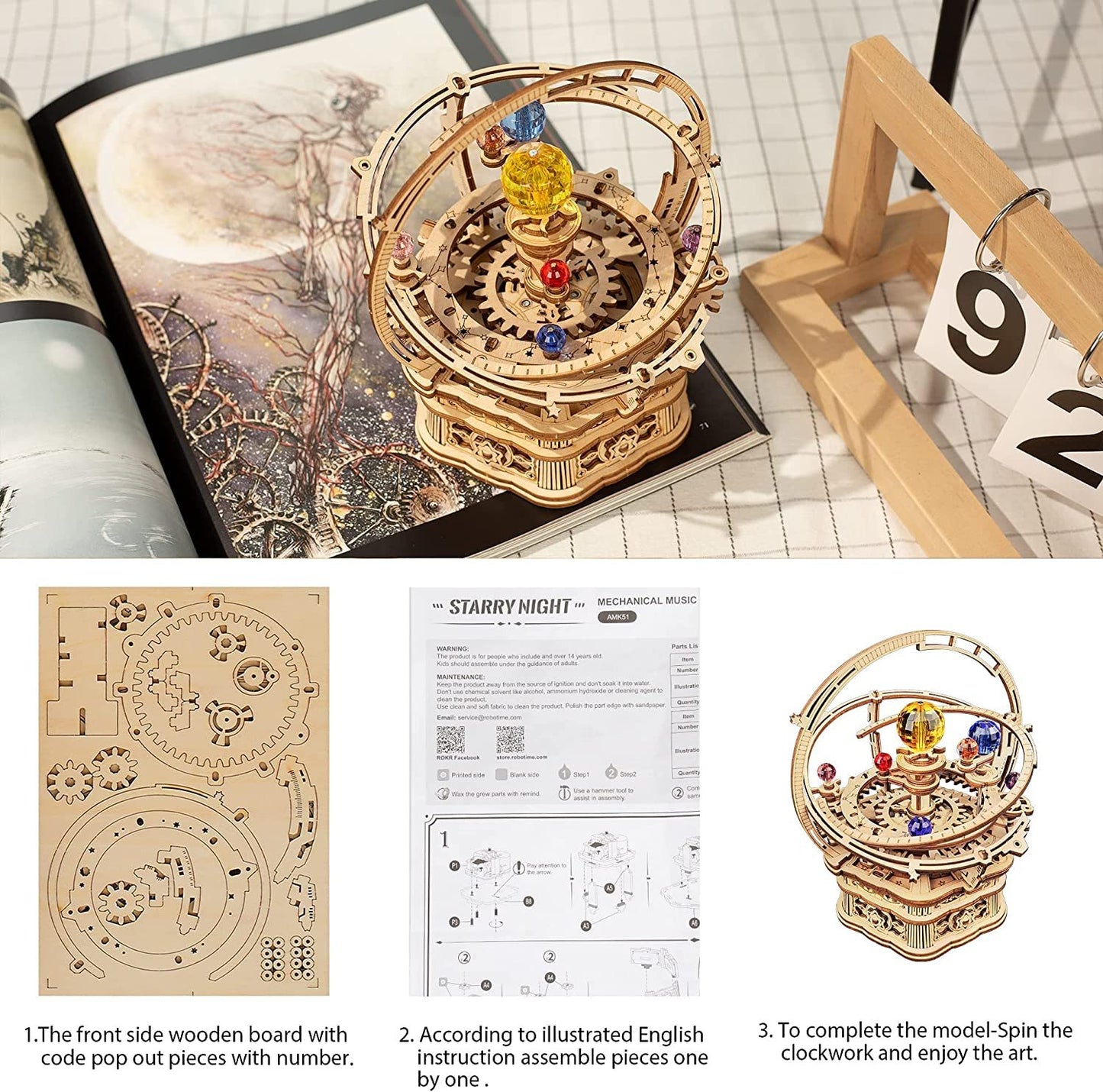 Rotating Starry Night Mechanical Music Box